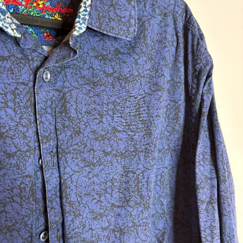 Robert Graham Classic Fit Armstrong blue patterned button down dress shirt - Picture 2 of 6